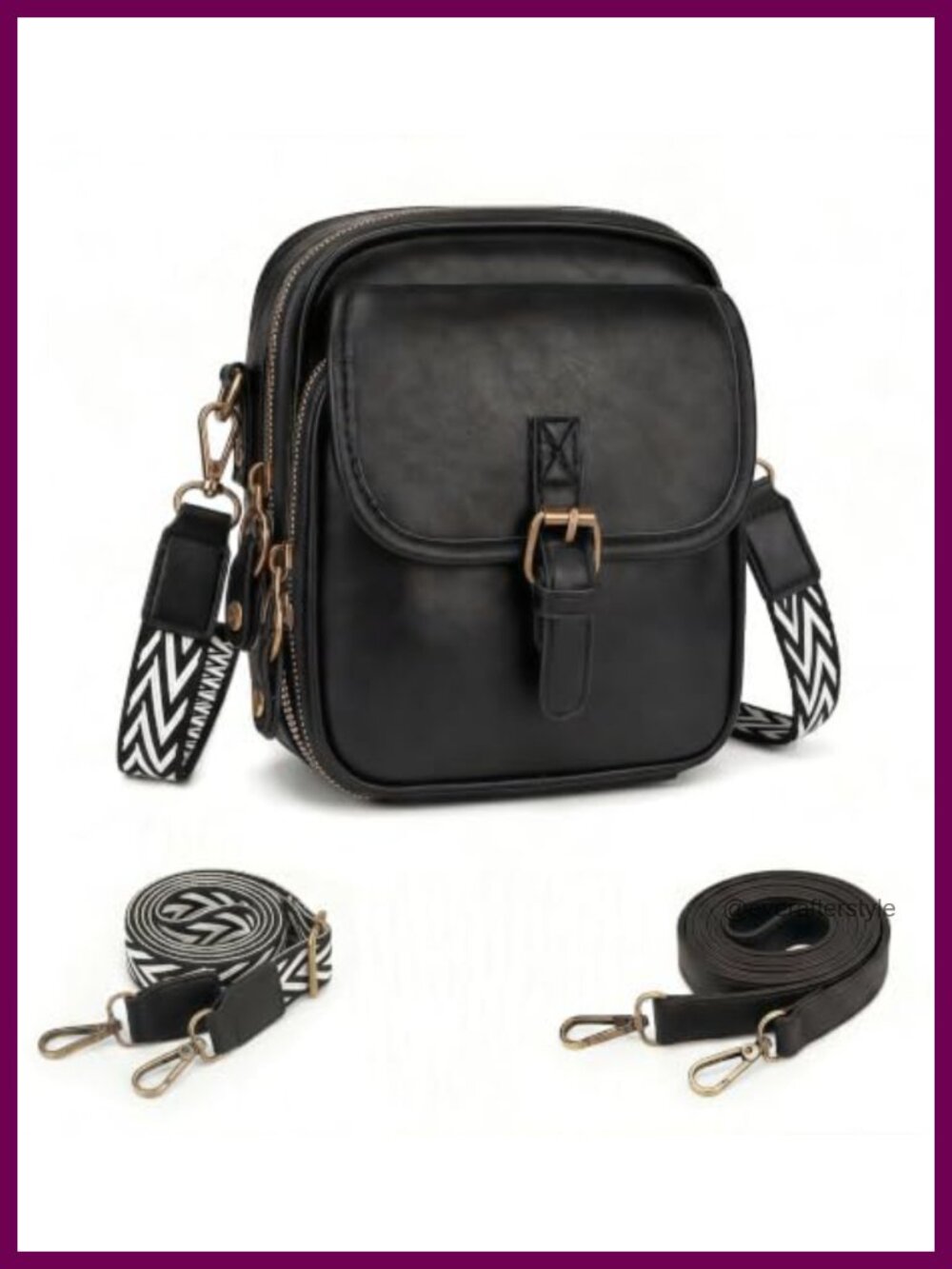 RFID Crossbody Bag Vegan Leather with Card Slots & Dual Straps